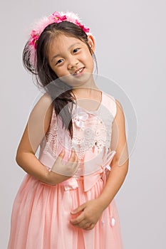 Child in Princess Dress, on White