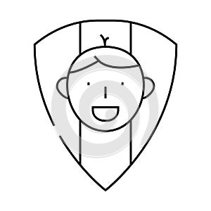 child proof product label caution line icon vector illustration