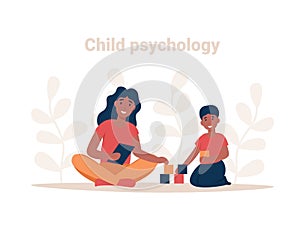 Child psychology, afro people concept