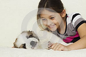 Child and puppy