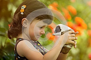 Child with puppy