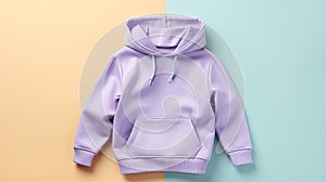 child purple hoodie mockup on pastel background