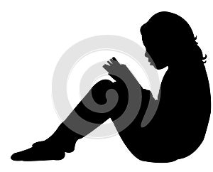 Child reading the book, silhouette vector