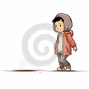 Child In Red Jacket With Yellow Ball: Detailed Character Design Concept Art