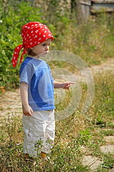 Child with red kerchief photo