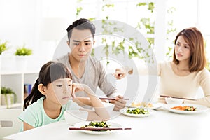 Child refuses to eat while family dinner