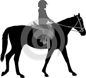 Child riding horse silhouette