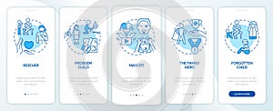 Child roles in dysfunctional families blue onboarding mobile app screen