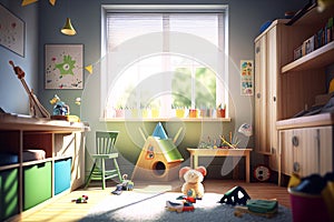 Child room. Child bedroom. Boy\'s room. Boys. Colorful bedroom. Kids toys. Real estate. Renovation company. Home staging. Blue wal