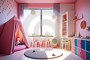 Child room. Child bedroom. Girl\'s room. Girls. Colorful bedroom. Kids toys. Real estate. Renovation company. Home staging. Daylig