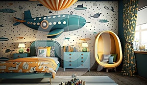 child room with design for boy