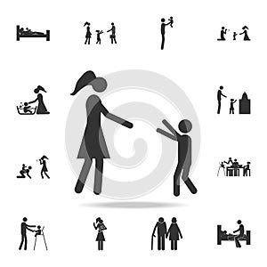 the child runs to the mother icon. Detailed set of family icons. Premium graphic design. One of the collection icons for websites,