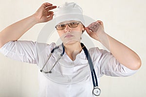 The child`s doctor is preparing to receive patients in his office. Happy children are very fond of a good pediatrician. Close up