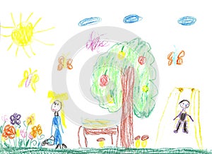 Child's drawing of family