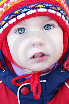 Child's face in a cap photo