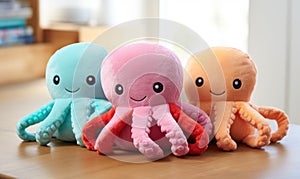 The child\'s face lit up with excitement as they unwrapped the gift, revealing a colorful plush octopus