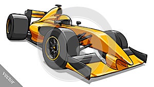 Child's funny cartoon formula race car vector illustration art