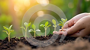 Child’s Hand Reaches for Plant in Dirt