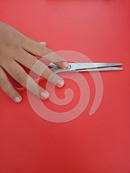 Child& x27;s Hand Scissors red table