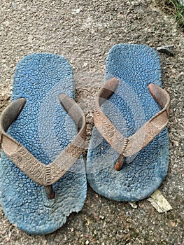 A child& x27;s sandals that have been