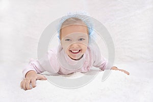 Child in salt room. Halotherapy for treatment of respiratory diseases.