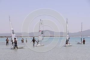 Child school sailing in sardinia