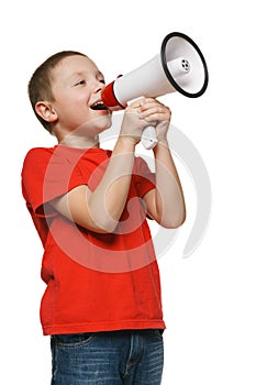 Child screaming into a megaphone