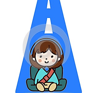 Child seatbelt road safety vector graphics
