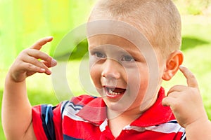 Child shouting and gesturing