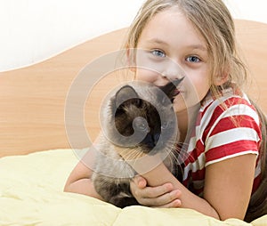 Child with a Siamese