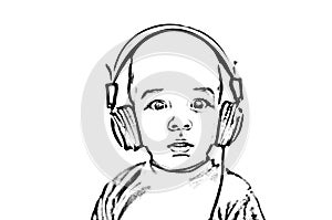 Child silhouette with headphones