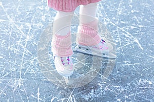 Child skating on natural ice