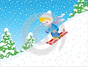 Child skiing down