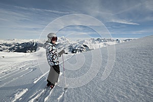 Child skiing, french Alps