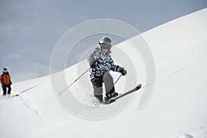 Child skiing, french Alps