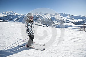 Child skiing, french Alps