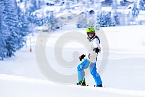 Child skiing in mountains