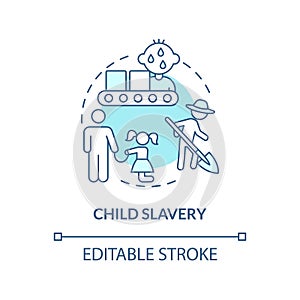 Child slavery blue concept icon