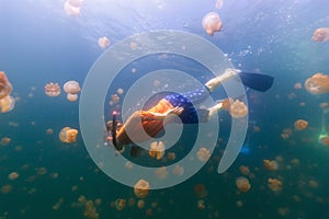 Child snorkeling in Jellyfish Lake