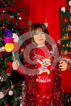 Child with Sorcova,romanian new year tradition