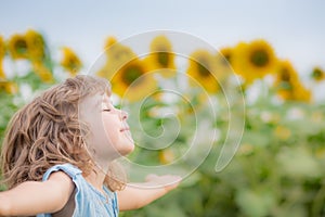 Child in spring field