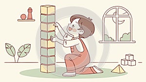 Child Stacking Blocks Creative Play Vector Illustration, vector design Generative AI