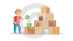 Child Stacking Blocks, Focused Creative Construction, vector design Generative AI