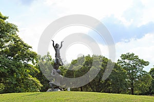 Child statue in the garden