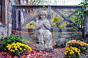 Child statue in the garden