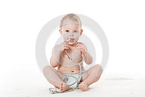 Child with stethoscope.