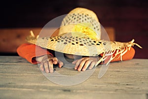 Child in a straw hat photo