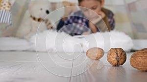 Child Studying, Student Kid using Tablet, Writing School Homework, Girl Playing