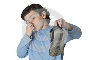 Child with a stuffy nose taking a boot