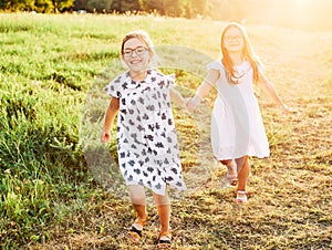 child summer fun lifestyle sister friend outdoor girl field friendship joy childhood love happy bonding